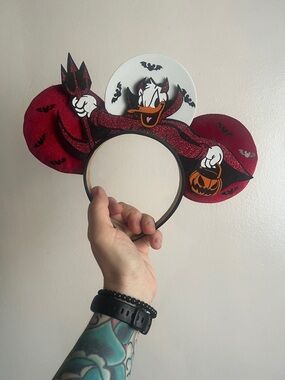 Halloween Devil Donald Mouse Ears Headband - Red, Black, White, Orange